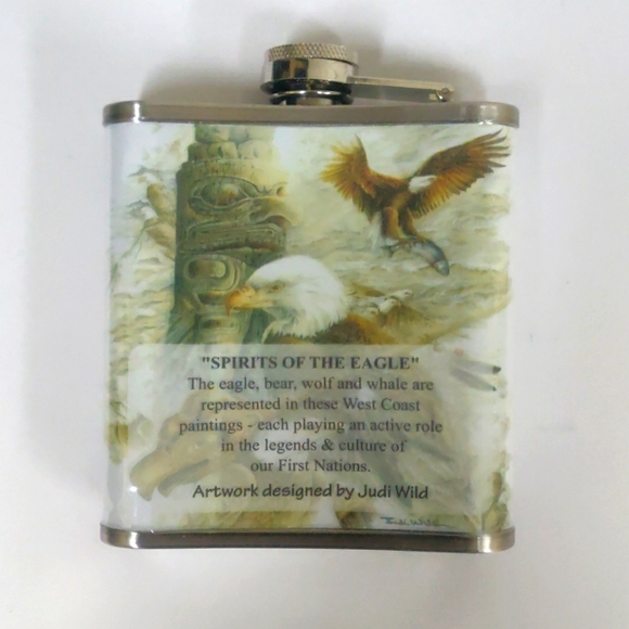 Eagle design Hip Flask 6oz Stainless Steel - Picture 2 of 6